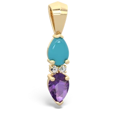 Turquoise Bowtie Drop 14K Yellow Gold pendant P0865