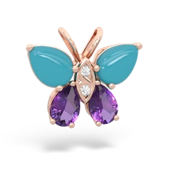 Turquoise Butterfly 14K Rose Gold pendant P2215