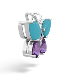 Turquoise Butterfly 14K White Gold pendant P2215