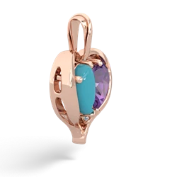 Turquoise Two Become One 14K Rose Gold pendant P5330