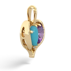 Turquoise Two Become One 14K Yellow Gold pendant P5330