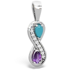 Turquoise Diamond Infinity 14K White Gold pendant P5390