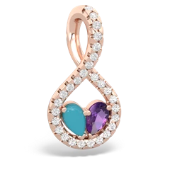 Turquoise Pave Twist 'One Heart' 14K Rose Gold pendant P5360