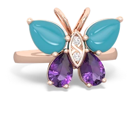 Turquoise Butterfly 14K Rose Gold ring R2215