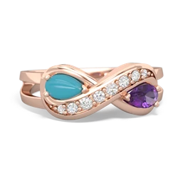 Turquoise Diamond Infinity 14K Rose Gold ring R5390