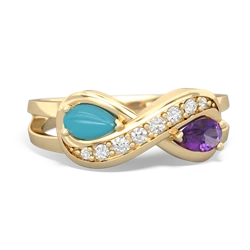 Turquoise Diamond Infinity 14K Yellow Gold ring R5390