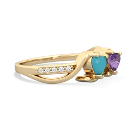 Turquoise Side By Side 14K Yellow Gold ring R3090