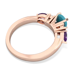 Turquoise 6Mm Round Eternal Embrace Engagement 14K Rose Gold ring R2005