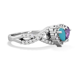 Turquoise Diamond Twist 'One Heart' 14K White Gold ring R2640HRT