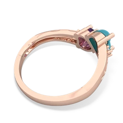 Turquoise Snuggling Hearts 14K Rose Gold ring R2178