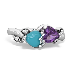 Turquoise Floral Elegance 14K White Gold ring R5790