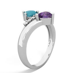 Turquoise Heart To Heart 14K White Gold ring R2064