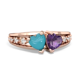 Turquoise Heart To Heart 14K Rose Gold ring R3342