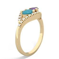 Turquoise Mother And Child 14K Yellow Gold ring R3010