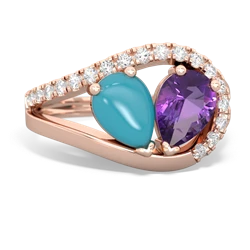 Turquoise Nestled Heart Keepsake 14K Rose Gold ring R5650