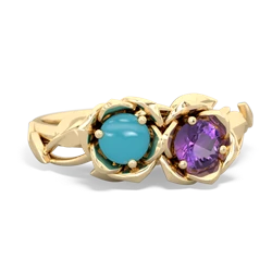 Turquoise Rose Garden 14K Yellow Gold ring R5510