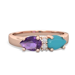 Turquoise Pear Bowtie 14K Rose Gold ring R0865