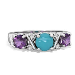 Turquoise Hugs And Kisses 14K White Gold ring R5016