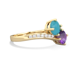 Turquoise Channel Set Two Stone 14K Yellow Gold ring R5303