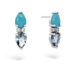 Turquoise Bowtie Drop 14K White Gold earrings E0865