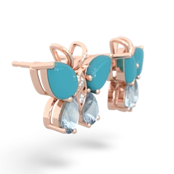 Turquoise Butterfly 14K Rose Gold earrings E2215