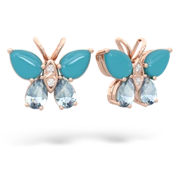 Turquoise Butterfly 14K Rose Gold earrings E2215