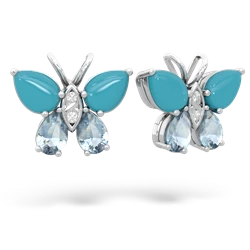 Turquoise Butterfly 14K White Gold earrings E2215