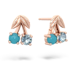 Turquoise Sweet Cherries 14K Rose Gold earrings E7001