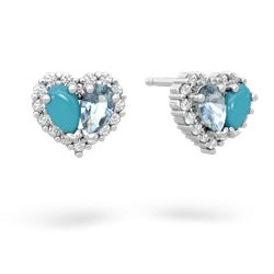 Turquoise Halo 14K White Gold earrings E7008