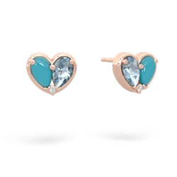 Turquoise 'Our Heart' 14K Rose Gold earrings E5072