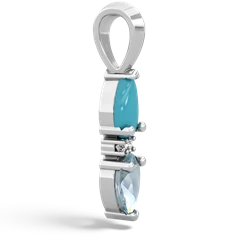 Turquoise Bowtie Drop 14K White Gold pendant P0865