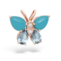 Turquoise Butterfly 14K Rose Gold pendant P2215