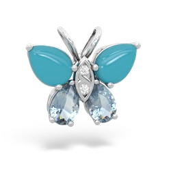 Turquoise Butterfly 14K White Gold pendant P2215