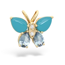 Turquoise Butterfly 14K Yellow Gold pendant P2215