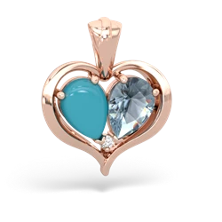 Turquoise Two Become One 14K Rose Gold pendant P5330