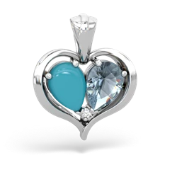 Turquoise Two Become One 14K White Gold pendant P5330