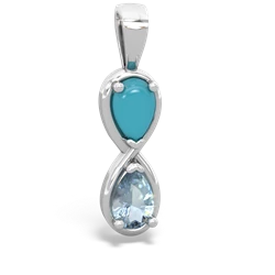 Turquoise Infinity 14K White Gold pendant P5050