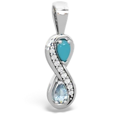 Turquoise Diamond Infinity 14K White Gold pendant P5390