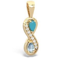 Turquoise Diamond Infinity 14K Yellow Gold pendant P5390