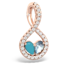 Turquoise Pave Twist 'One Heart' 14K Rose Gold pendant P5360