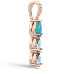 Turquoise Dew Drops 14K Rose Gold pendant P2251