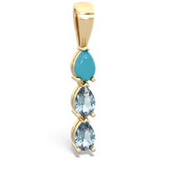 Turquoise Dew Drops 14K Yellow Gold pendant P2251