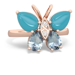 Turquoise Butterfly 14K Rose Gold ring R2215