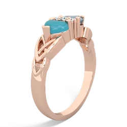 Turquoise Celtic Knot Double Heart 14K Rose Gold ring R5040