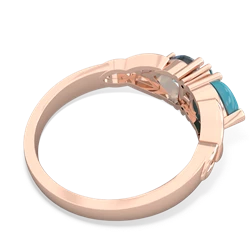 Turquoise Celtic Knot Double Heart 14K Rose Gold ring R5040