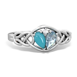 Turquoise Celtic Love Knot 14K White Gold ring R5420