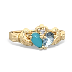 Turquoise 'Our Heart' Claddagh 14K Yellow Gold ring R2388