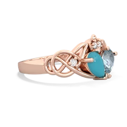 Turquoise 'One Heart' Celtic Knot Claddagh 14K Rose Gold ring R5322