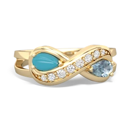 Turquoise Diamond Infinity 14K Yellow Gold ring R5390