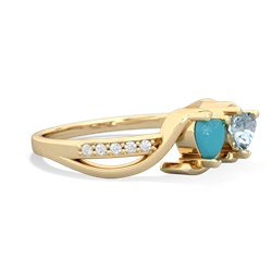 Turquoise Side By Side 14K Yellow Gold ring R3090
